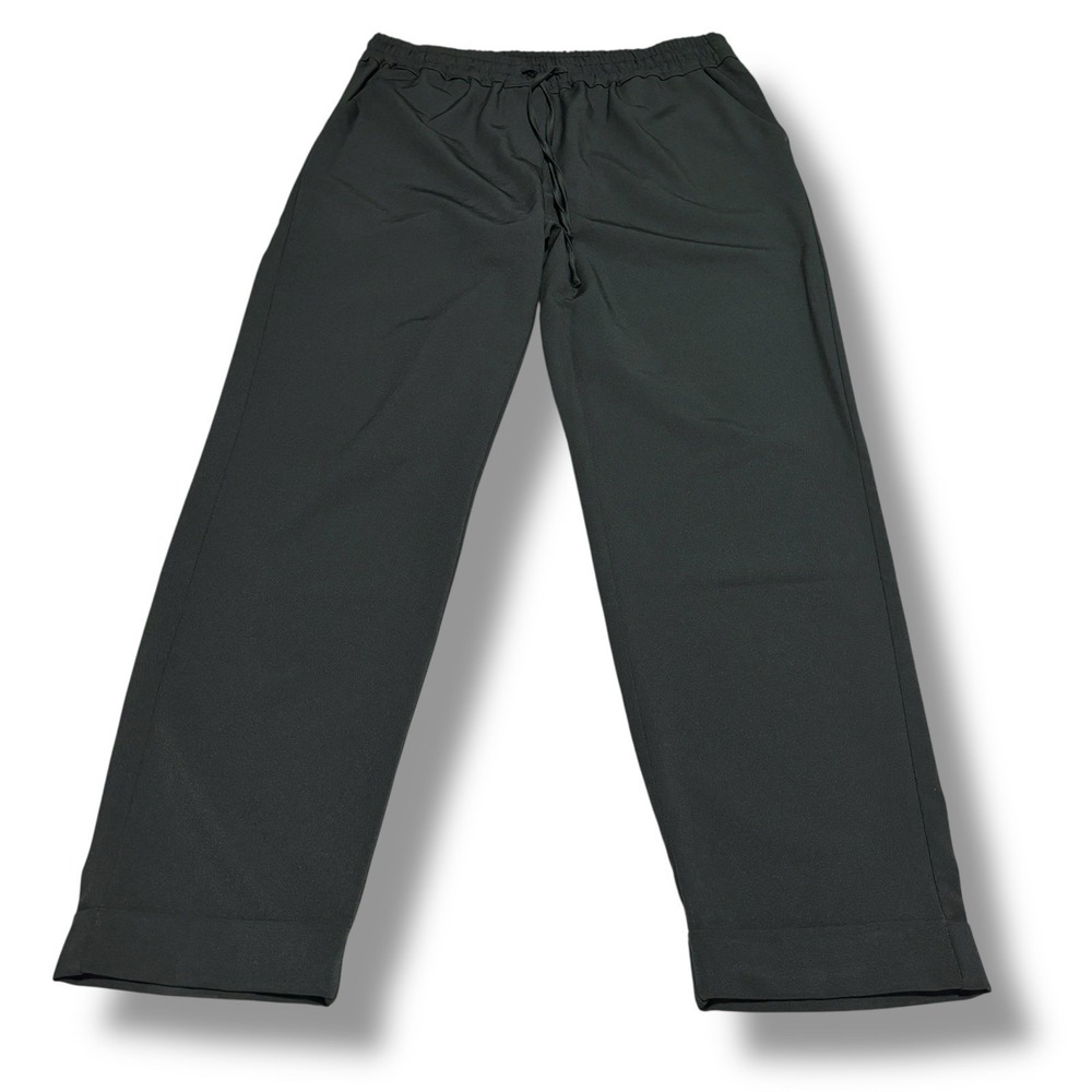 Daily Ritual Women's Drawstring Straight Leg Poly Blend Pants Green Size M 30x27